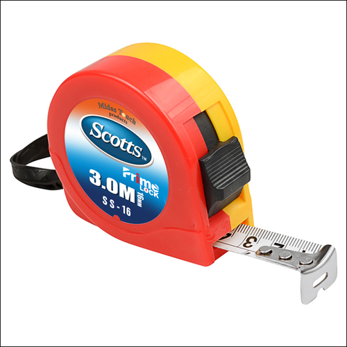 Prime Lock 3MT x 16mm Measuring Tapes - Plastic, 3 m X 16 mm , Yellow and Red Color for Precise Measurement