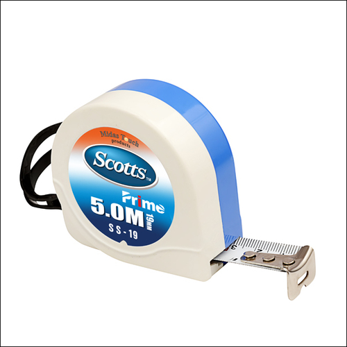 Prime Measuring Tape - Plastic Material, 5mt x 19mm Size | Sky Blue and White with Reliable Measurement Functionality