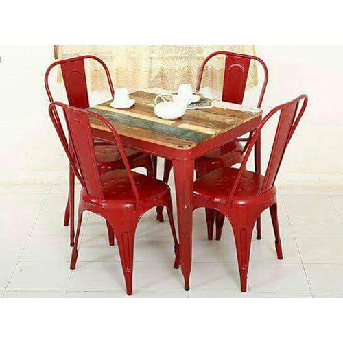 Restaurant Metal Table With Four Chairs Set