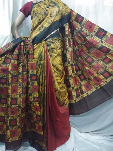Silk Batik Saree With Hand Printed Warranty: Colour Guarantee