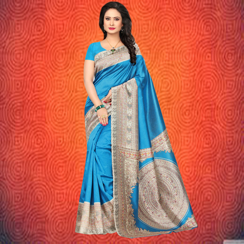 Stylish Kalamkari Printed Mysore Silk Saree