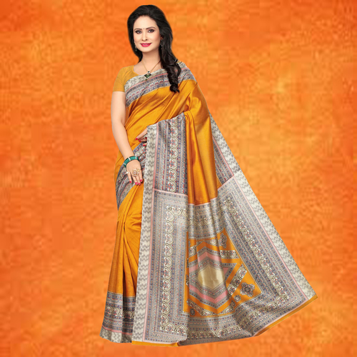 Orange Kalamkari Saree