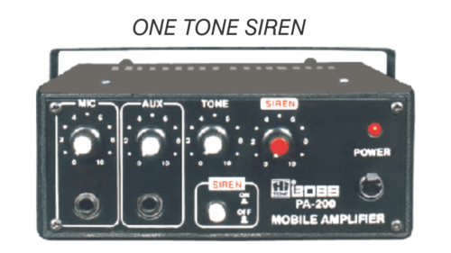 HITONE BOSS PA-200 - 12V Metal Mobile PA Amplifier 30 Watts RMS | 1 Mic Input, Two Tone Siren, Volume Control, Compact Dimensions W180 x H80 x D240 mm, Ideal for Emergency Vehicles
