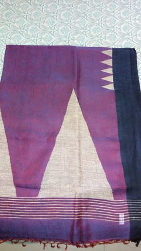 Woven Purple Linen Silk Saree