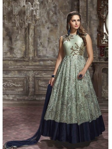 Silk Embroidery A-Line Gown
