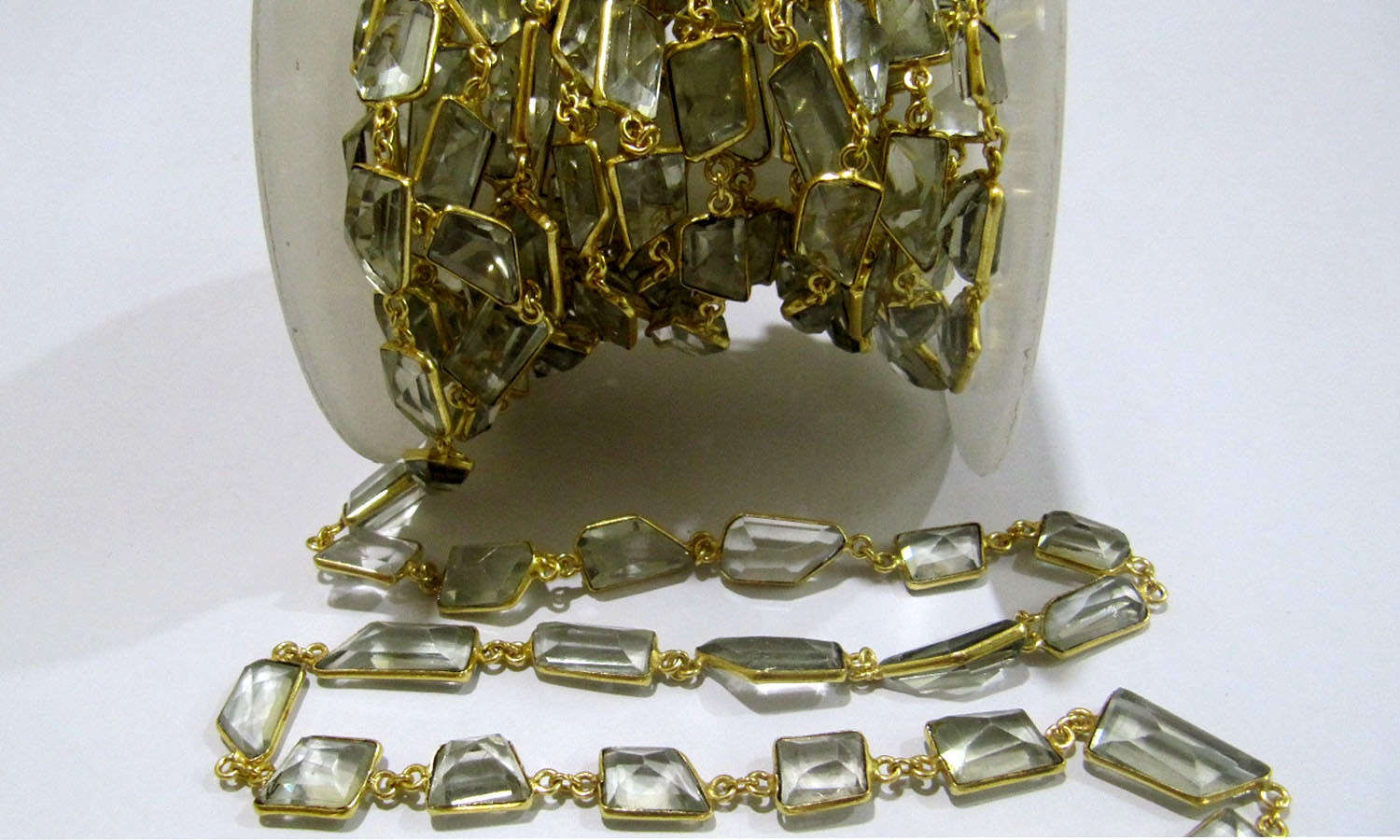 AAA Quality Natural Green Amethyst Free Shape chain