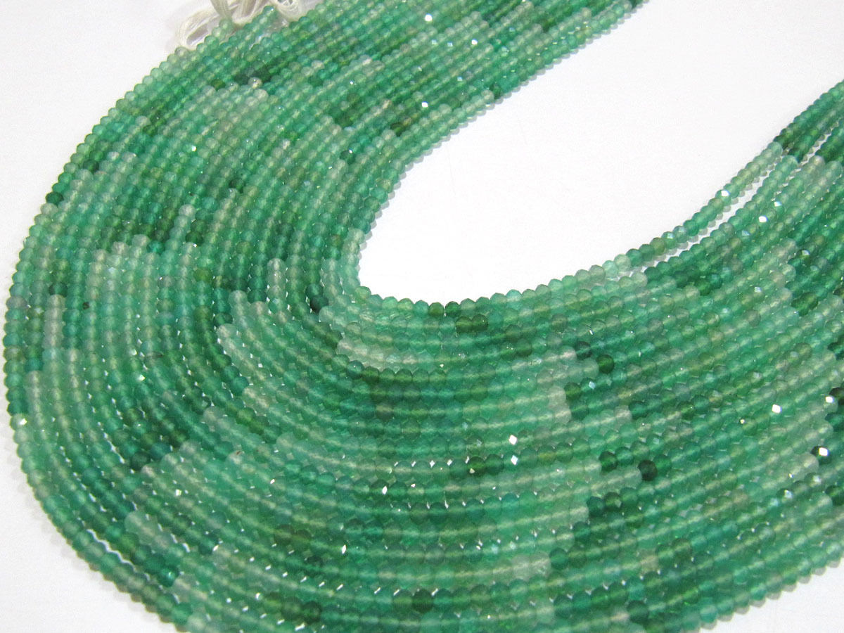 Top Quality Shaded Green Onyx Gemstone Round Faceted Beads