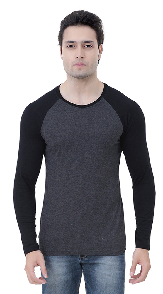 Men's Cotton Full Sleeve T-Shirt - Black and Grey Stripe Pattern, O-Neck Collar with Ultimate Comfort