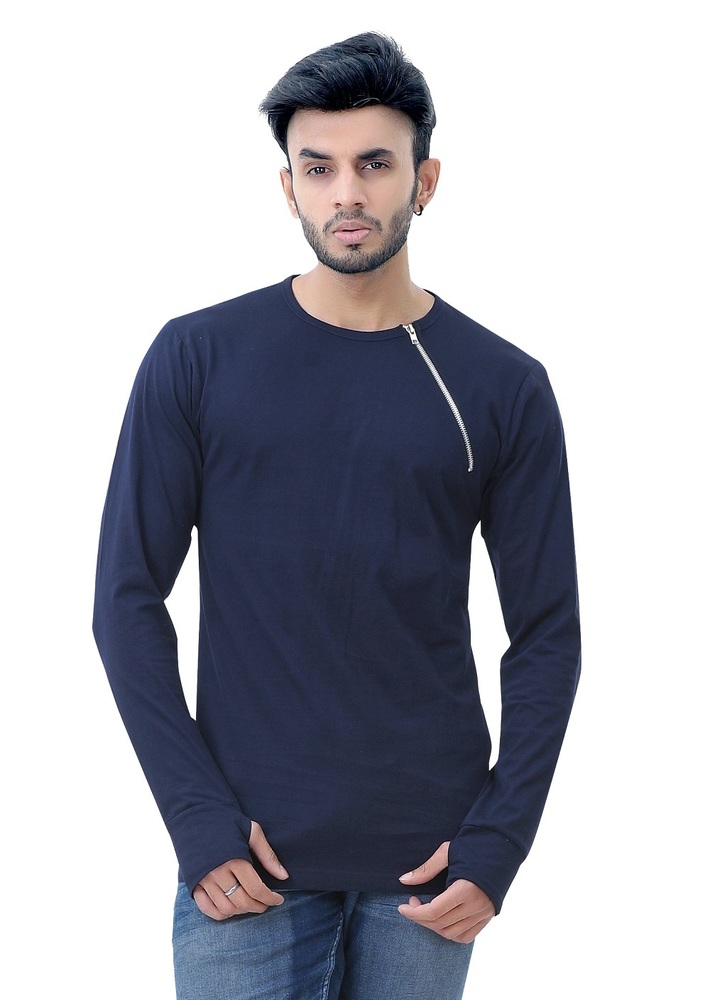 Navy Blue Men'S Full Sleeve T-Shirt