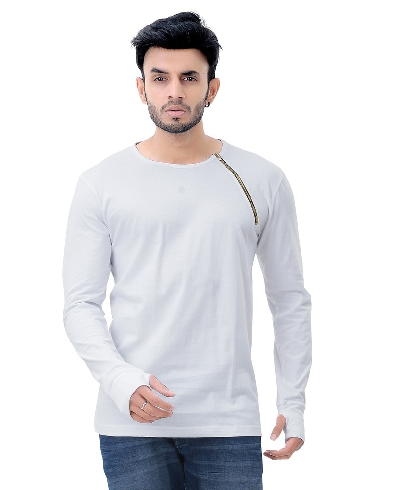 White Men'S Full Sleeve T-Shirt