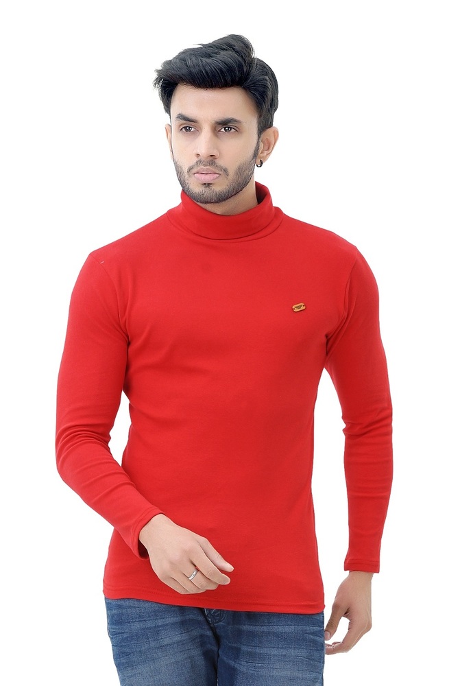 Men's Stylish Round Neck T-Shirt - Premium Cotton, Red Color, Stripe Pattern, Full Sleeves, Fashionable Design, Ultimate Comfort