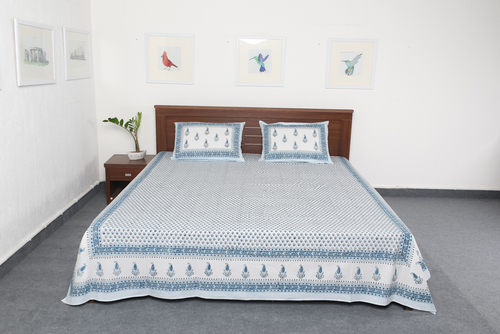 White Jaipuri Cotton Bedsheet