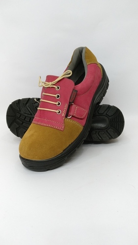 Pink And Yellow Slip Proof Safety Shoes