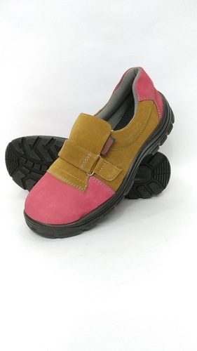 Pink And Brown Steel Toe Safety Shoes