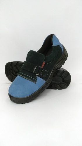 Black And Sky Blue Pu Moulding Safety Shoes