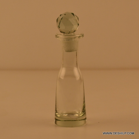 SMALL CLEAR GLASS DECANTER, GLASS DECANTER WITH GLASS CRYSTAL STOPPER , GLASS PERFUME BOTTLE