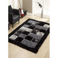 3d Carpet - Velvety Yarn, Rectangular Shape, Black & Off White Color | Hand Knotted Design, Washable, Elegant Look For Bedroom & Living Room