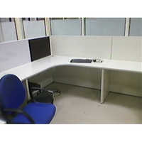 L Shape Workstation - Mdf Material, Elegant White Finish , Spacious Design With Curved Desk And Revolving Chair