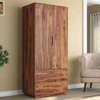 Wooden Wardrobe - Seasoned Wood, Variable Dimensions, Brown | Finely Carved Design, Spacious Shelves And Drawers, Termite Resistant