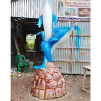 Dolphin Fountain - Frp Material, 9 Feet Height, Blue And White Design | Elegant Water Decor For Interior And Exterior Spaces