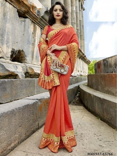 Peach Saree