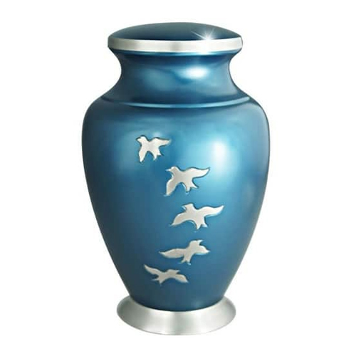 Blue Brass Cremation Urn For Ashes