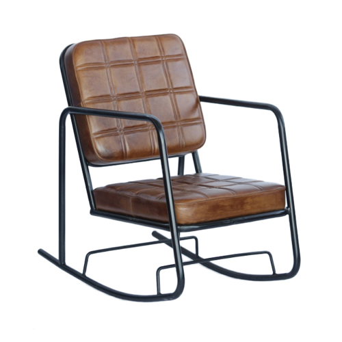 Iron Armrest Leather Chair