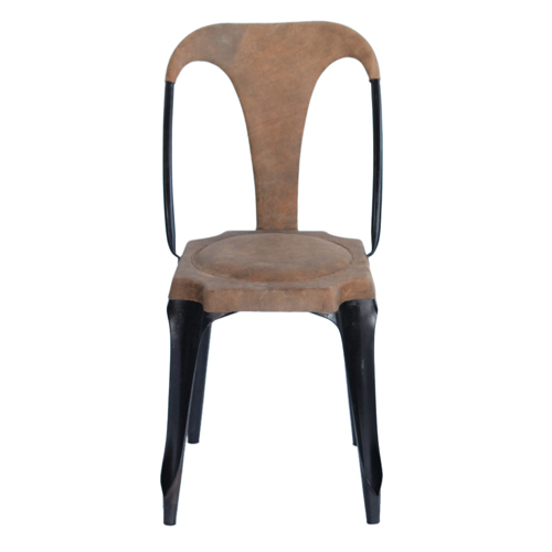 Iron Wooden Leather Chair