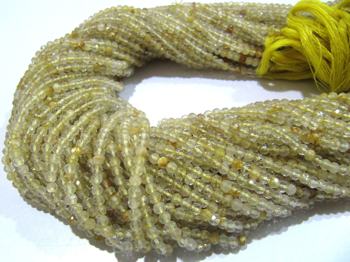 Top Quality Natural Golden Rutilated 2.5mm Rondelle Faceted Beads