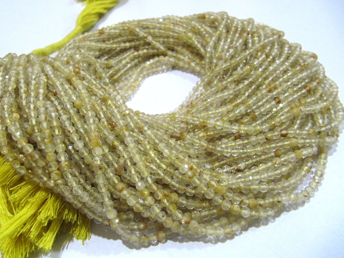 Top Quality Natural Golden Rutilated 2.5mm Rondelle Faceted Beads