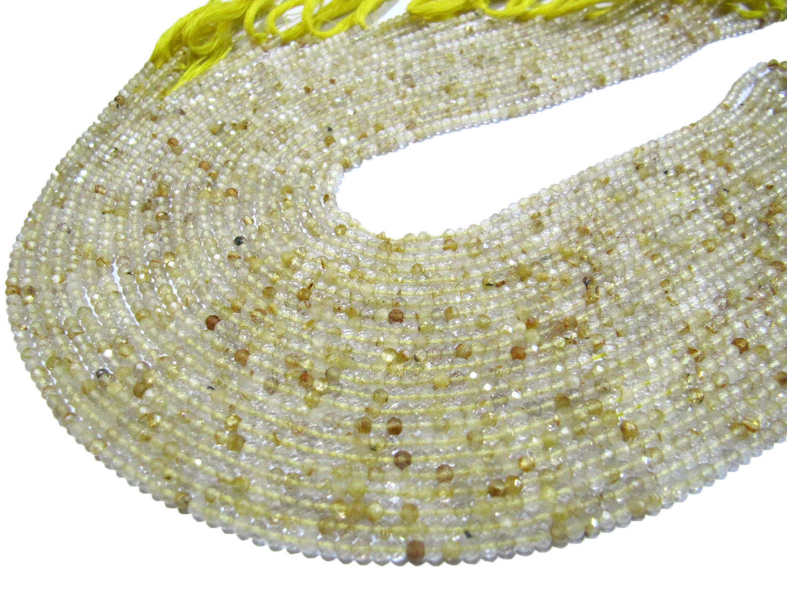 Top Quality Natural Golden Rutilated 2.5mm Rondelle Faceted Beads