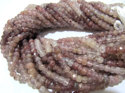 Natural Strawberry Quartz Rondelle Faceted Briolette Beads