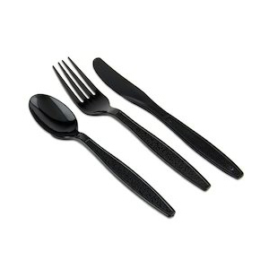 Black Disposable Cutlery Set
