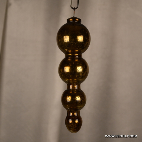 Golden Silver Glass 4 Balls Tree Hanging Ornament With Fitting