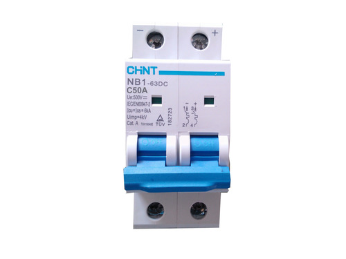 NB1-63DC Miniature Circuit Breaker - 2P 500V DC, XLPE Material, Over-Load & Short-Circuit Protection, IP 16 Protection Degree