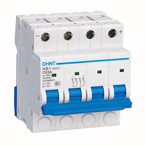 CHINT Solar Miniature Circuit Breaker - 4 Poles, 16A, 1000V DC | XLPE Material, Thermal-Magnetic Trip Type, IP20 Protection Rating