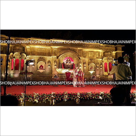 Golden Rajasthani Wedding Stage