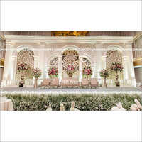 White Lavish Wedding And  Reception Stage