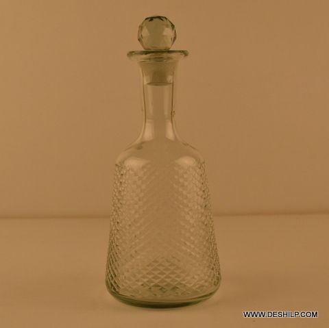 CRYSTAL CUTTING GLASS DECANTER WITH STOPPER ROUND SHAPED DECANTER