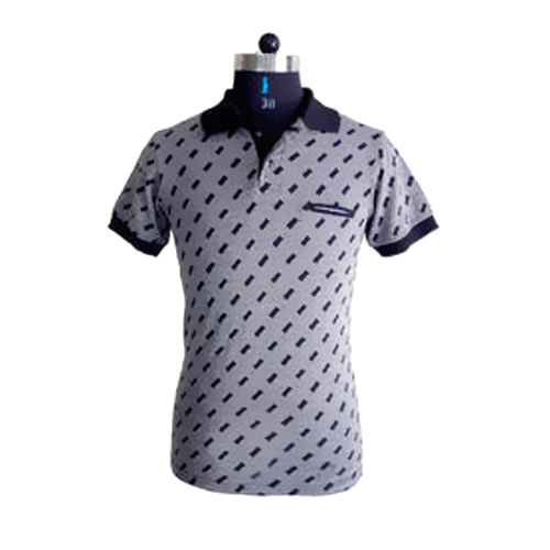 Mens Printed Collar Neck T Shirt