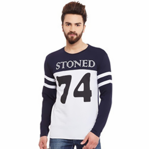Men Melange Cotton Printed T Shirt