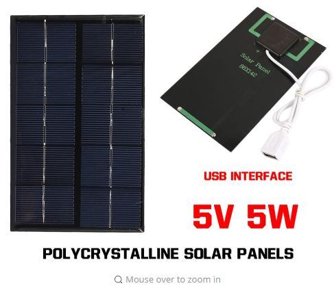 Solar Panel USB Charger - Polysilicon 14.5x8.9x0.2cm Dark Blue | Portable Lightweight High Efficiency Output Durable Water Resistant
