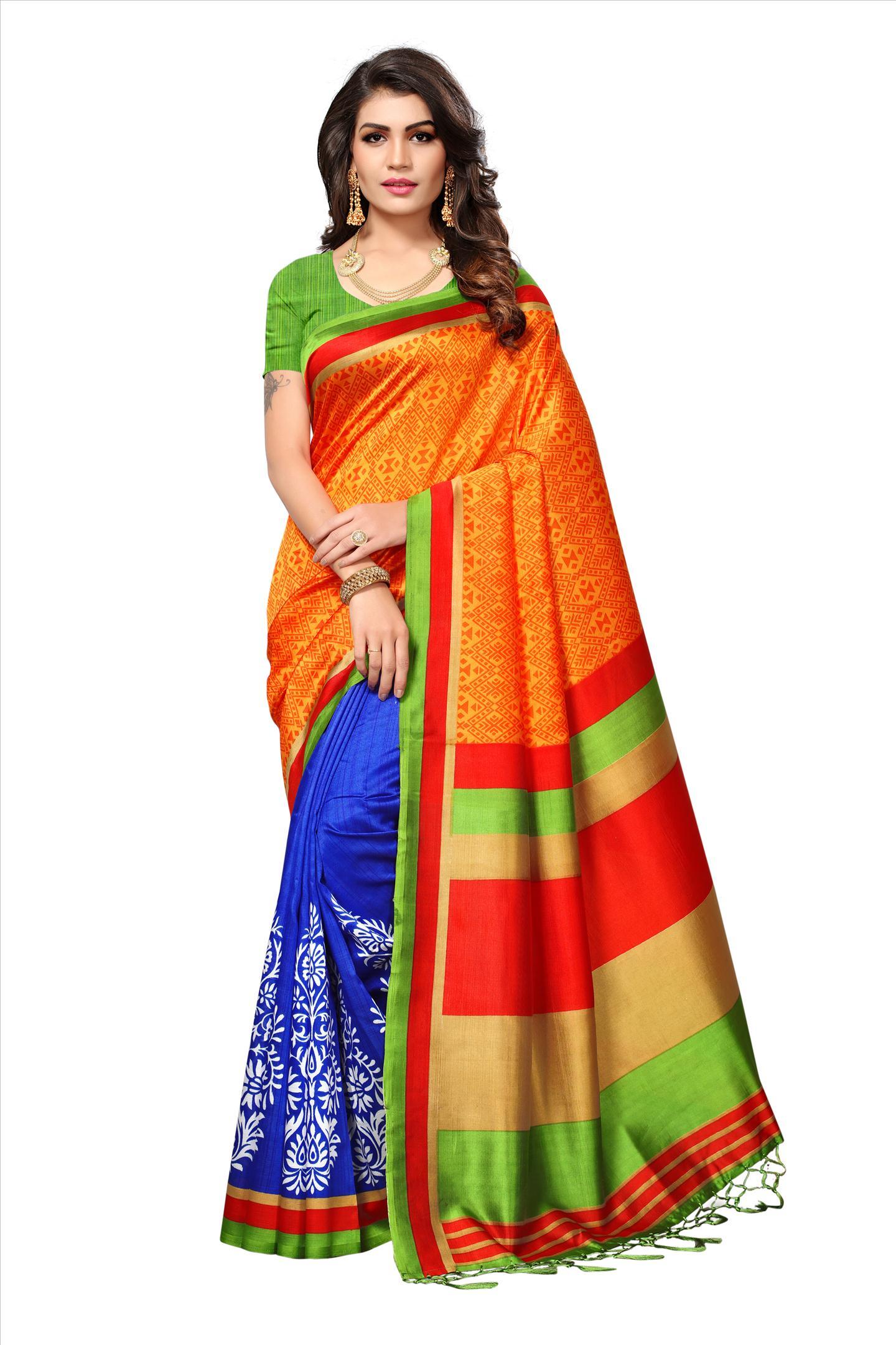 Ladies wear Mysore Silk printed Saree