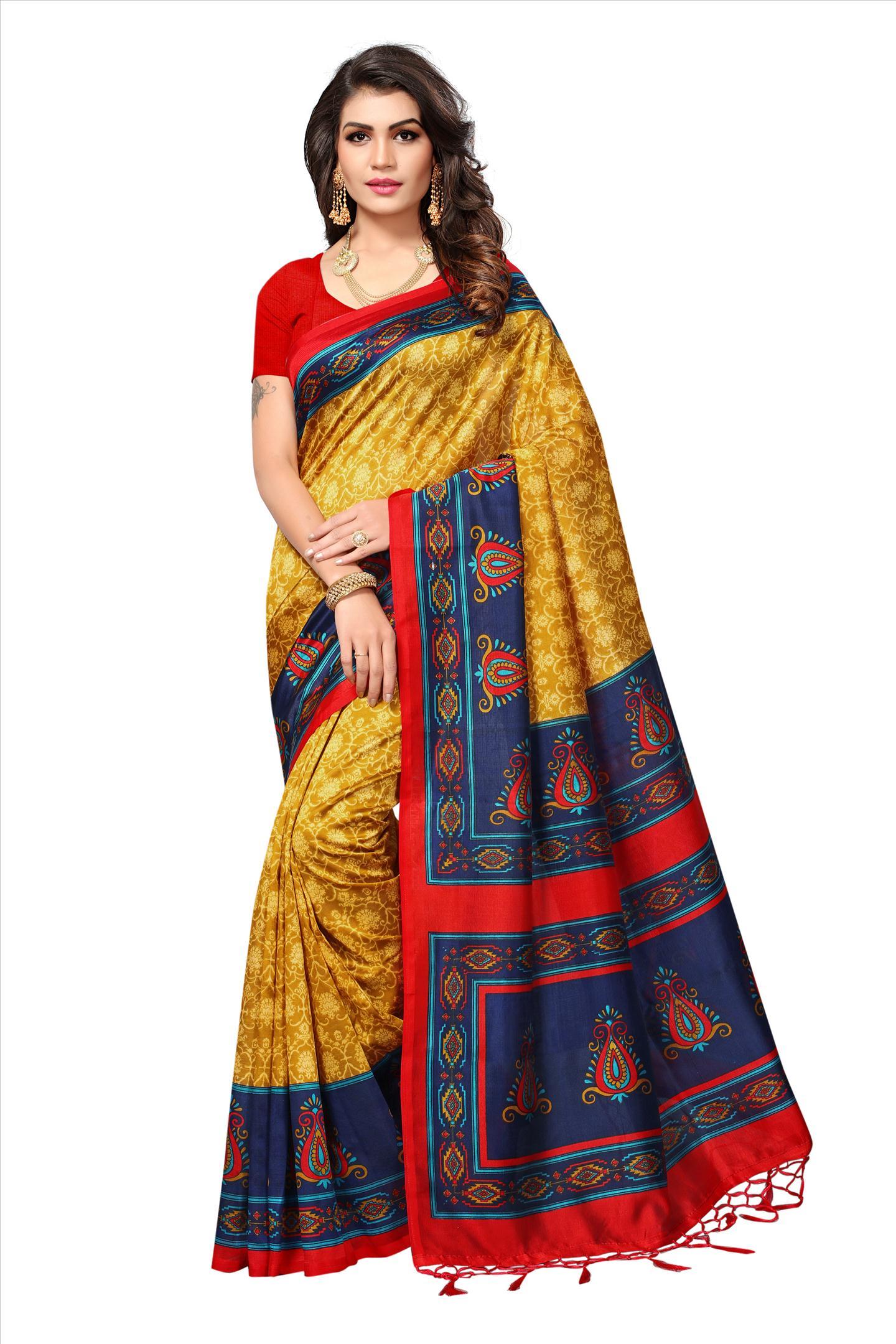 Ladies wear Mysore Silk printed Saree