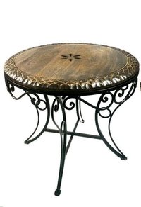 Wrought Iron Table With Wooden Top