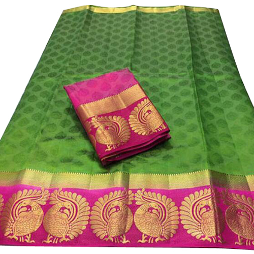 Banarsi Double Peacock Tussar Silk Sarees With Blouse