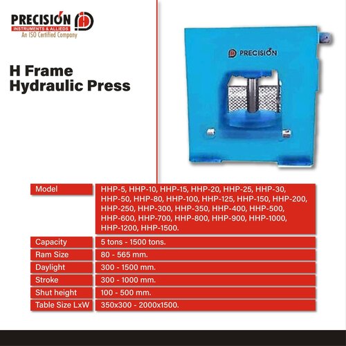 H frame Hydraulic Press By PRECISION INSTRUMENTS & ALLIEDS