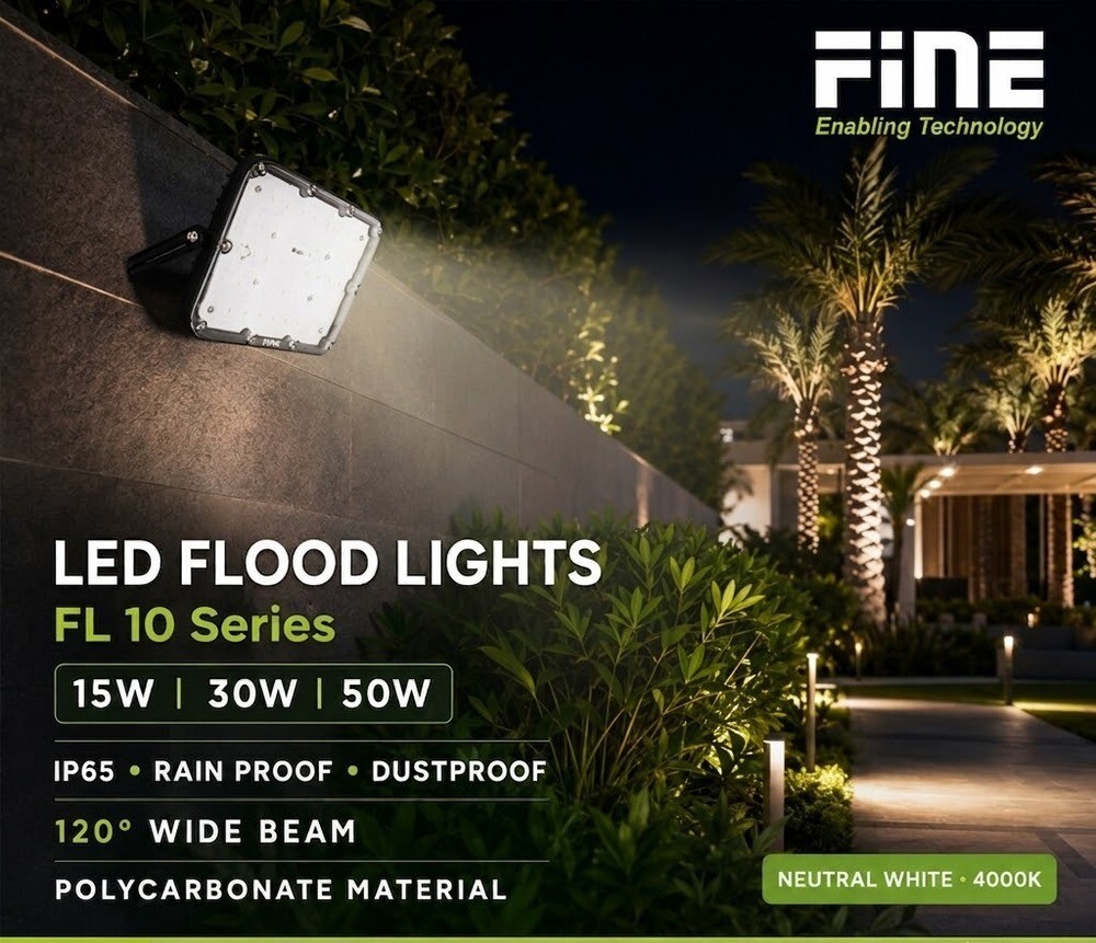 50W LED Flood Light - Iron and Aluminum Build | Black Color and High-Performance Illumination