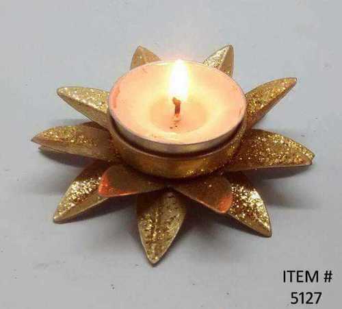 Lotus Flower Candle Holder with Candle By N . S . METALS AND CRAFTS