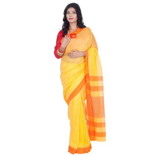Yellow Base Designer Handloom Saree